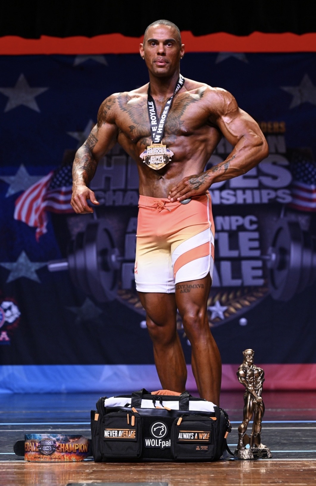 Stage — side chest pose